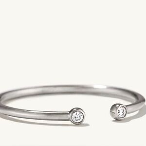 Mejuri 14k White Gold Double Diamond 
Open Ring Size 7